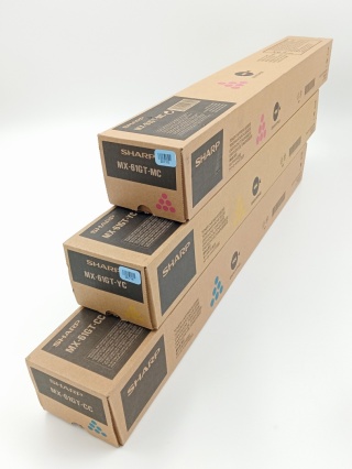 Zestaw trzech kolorowych tonerów SHARP MX-61GT-CC/YC/MC