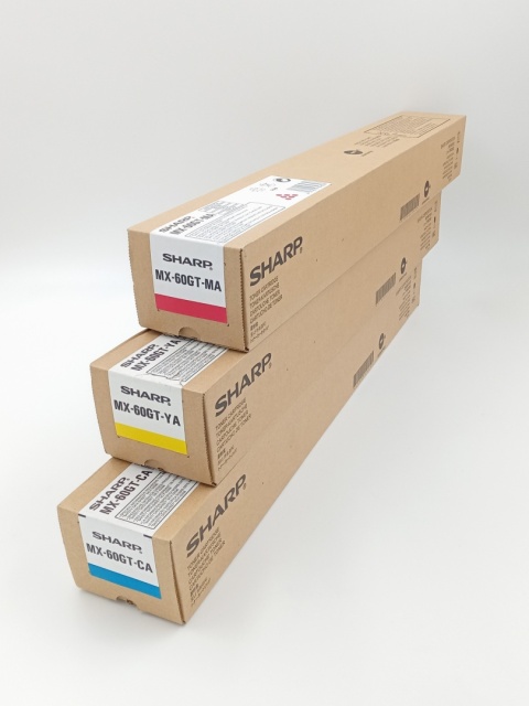 Zestaw trzech kolorowych tonerów SHARP MX-60GT-CA/YA/MA